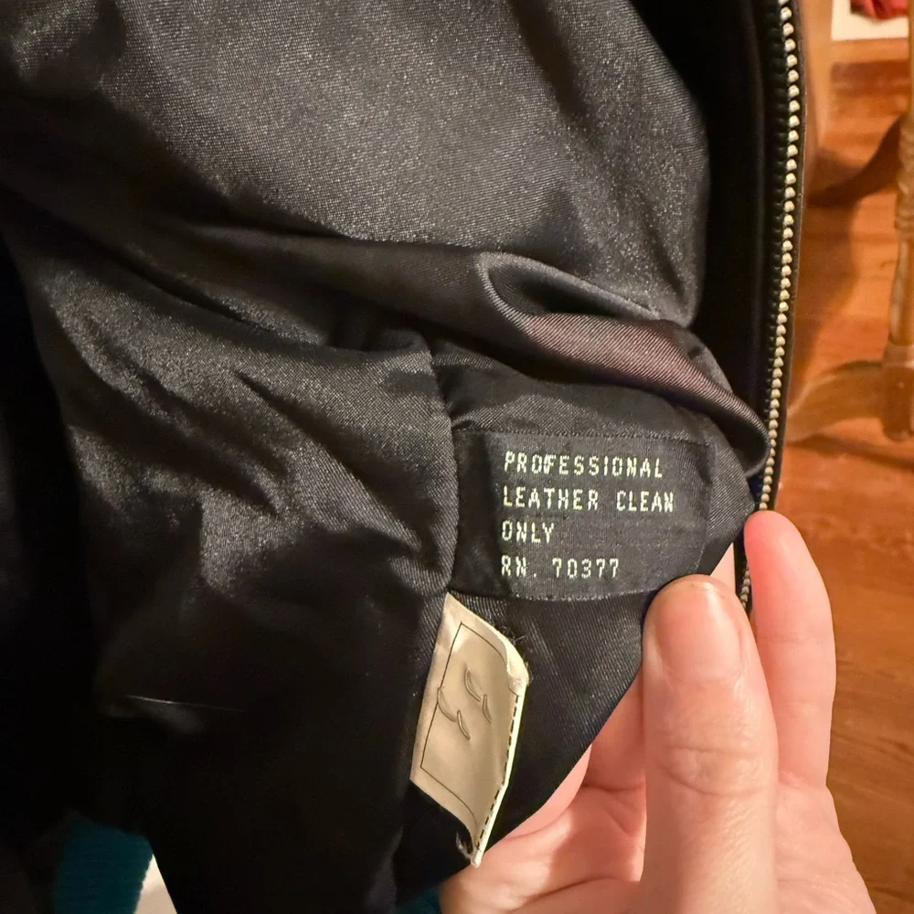 CODE ZERO 'High Intensity' Blue & Black Leather Bomber Jacket